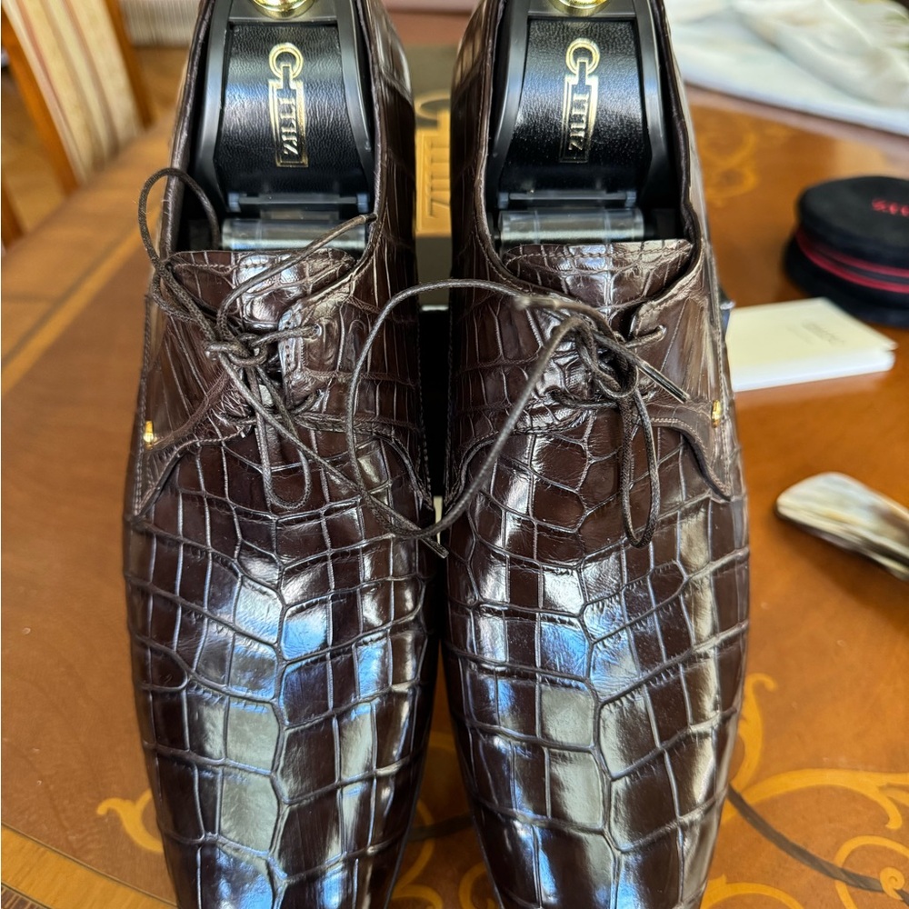 Men's Classic Brown ZILLI Croco Oxfords